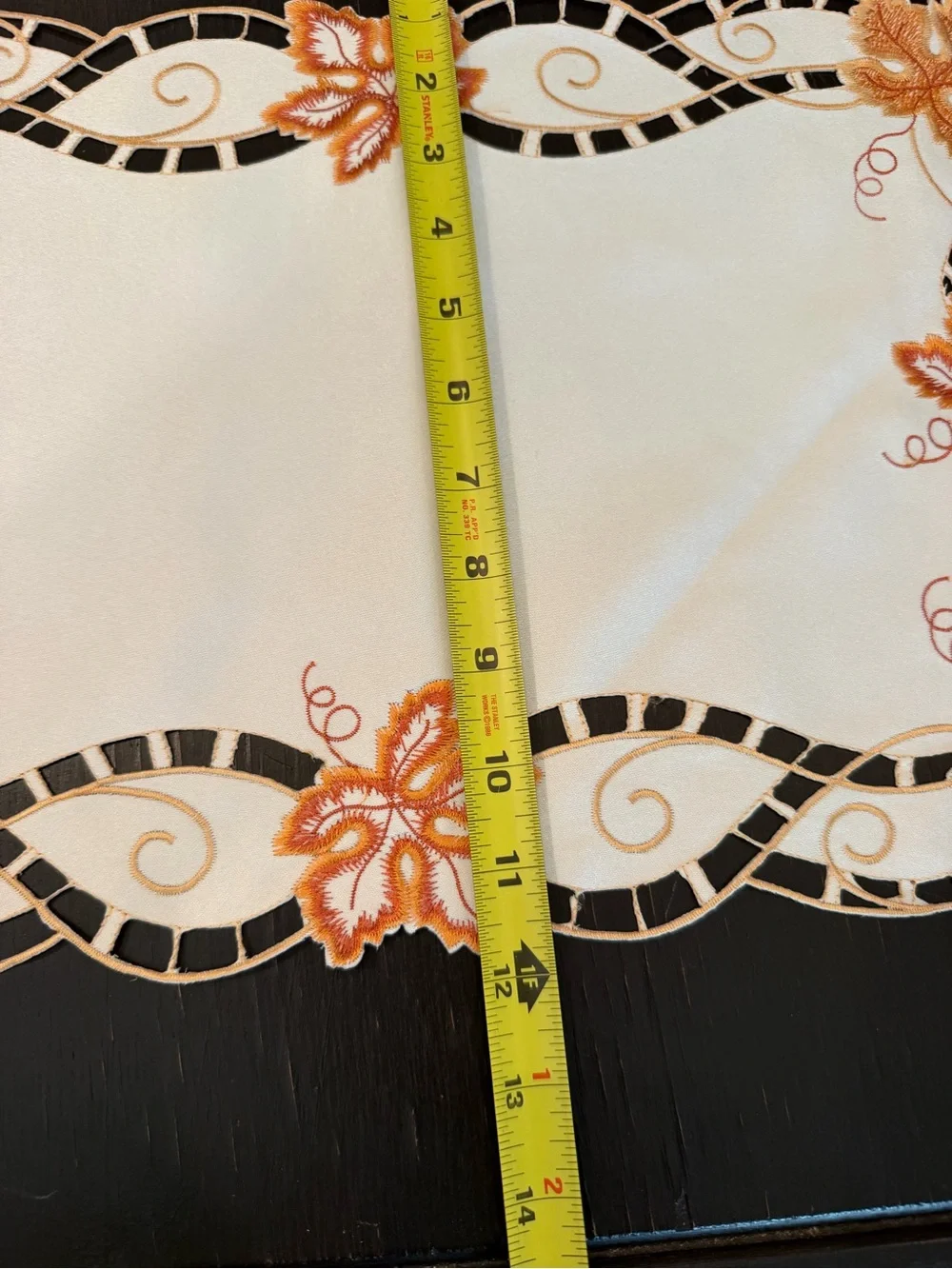 Autumn Leaf Embroidered Placemat Set/2 Cream with Orange Accents NOS
